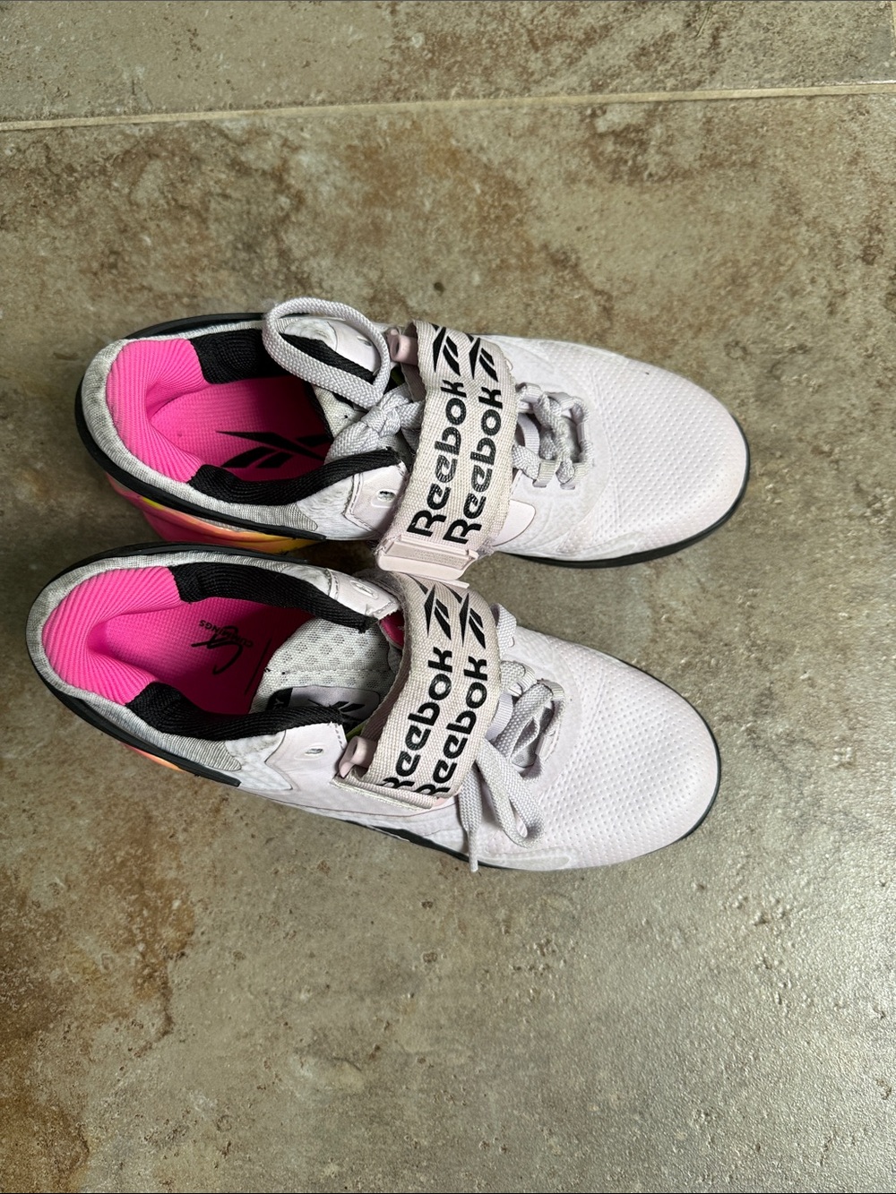 Reebok Women’s White Lifters with Pink Lining